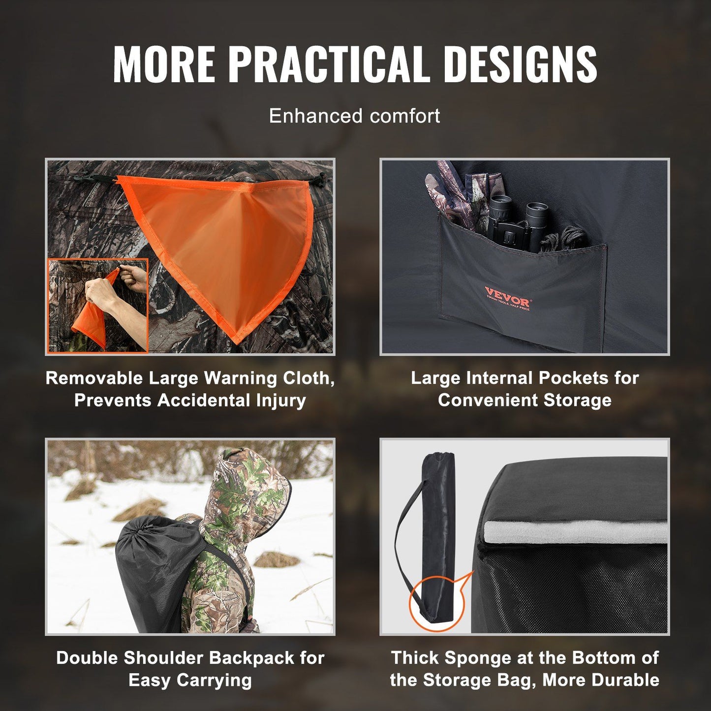 VEVOR Hunting Blind, 270° See Through Ground Blind, 2-3 Person Pop Up Deer Blind for Hunting with Carrying Bag, Portable Resilient Hunting Tent, One-Way See-Through Mesh for Turkey and Deer Hunting - Discount Msrp 