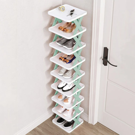 9Tier Narrow Entryway Shoe Rack Plastic Vertical Shoe Organizer Space Saving Free Standing Shoes Storage Shelf Closet Hallway - Discount Msrp 