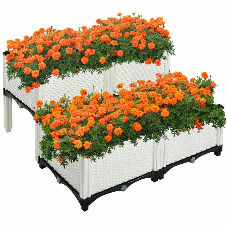 Set of 4 Elevated Flower Vegetable Herb Grow Planter Box - Discount Msrp 