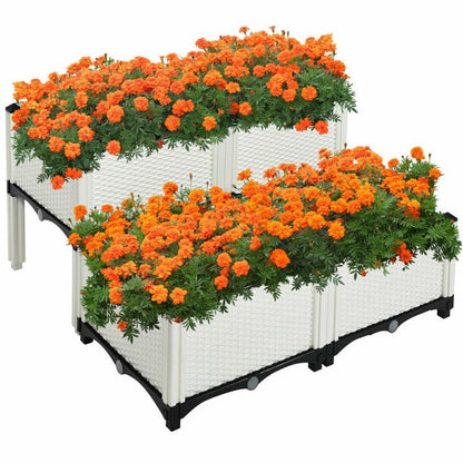 Set of 4 Elevated Flower Vegetable Herb Grow Planter Box - Discount Msrp 