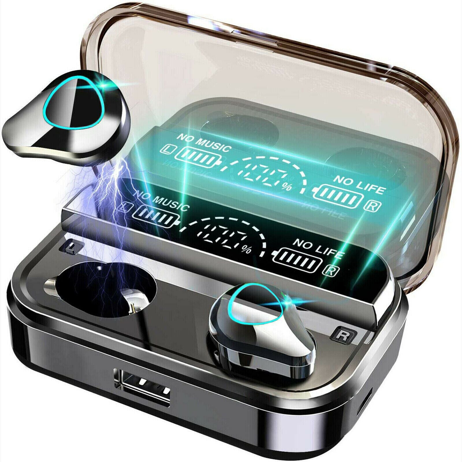 TWS Wireless Earbuds Bluetooth 5.0 Waterproof Headset Headphones Bluetooth Earphones Sport Waterproof Headset - Discount Msrp 