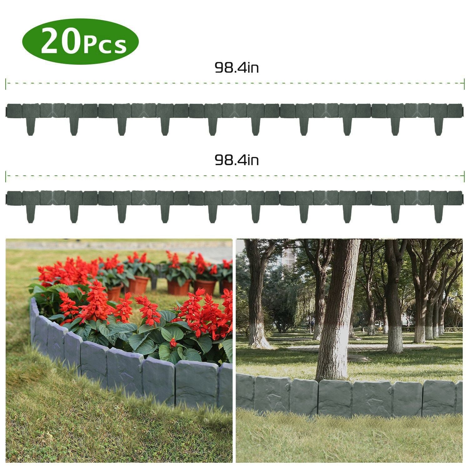 20 PCS Cobbled Stone Effect Plastic Garden Lawn Border Edging - Discount Msrp 