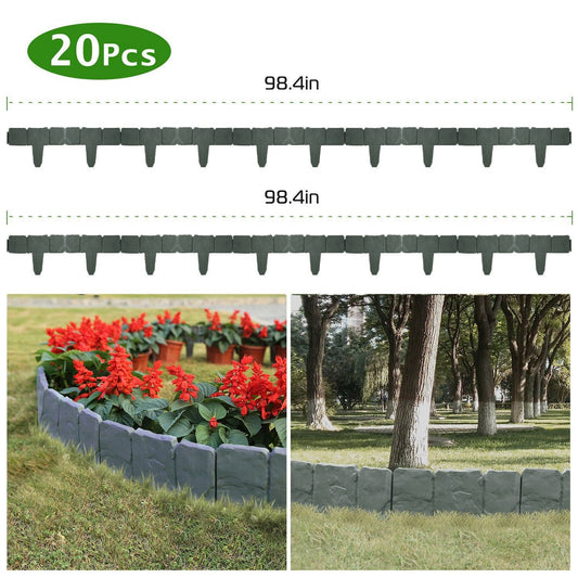 20 PCS Cobbled Stone Effect Plastic Garden Lawn Border Edging - Discount Msrp 