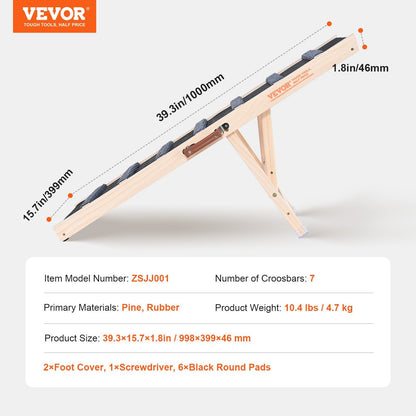 VEVOR Dog Ramp, Folding Pet Ramp for Bed, Adjustable Dog Ramp for Small, Large, Old Dogs & Cats, Wooden Pet Ramp with 39.3" Long Ramp, Adjustable from 15" to 22", Suitable for Couch, Sofa, Car - Discount Msrp 