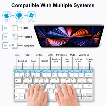 Bluetooth 5.0 &amp; 2.4G Wireless Keyboard and Mouse Combo Mini Multimedia Keyboard Mouse Set For Laptop PC TV iPad Macbook Android - Discount Msrp 