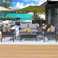 4-Piece Rope Patio Furniture Set, Outdoor Furniture with Tempered Glass Table, Patio Conversation Set Deep Seating with Thick Cushion for Backyard Porch Balcony - Discount Msrp 