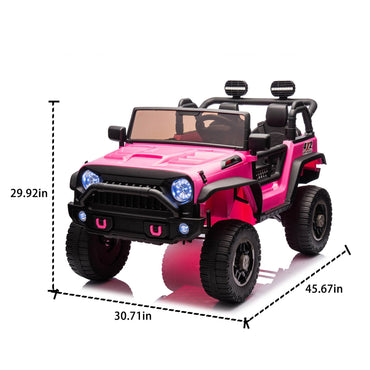 24V Two-Seater Kids Ride On Truck Car W/Parents Control,200w*2,Seat width 20.28in,Four-wheel Suspension,LED Lights,Music,MP3,Bluetooth,Two independent seat belts,Suitable for off-road For Kids Aged 3+ - Discount Msrp 