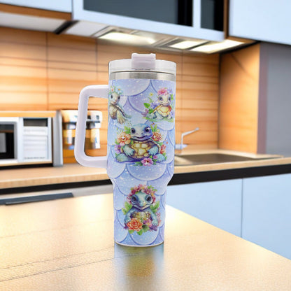 1pc 40oz Water Bottles,5D Little Turtle Series Tumbler,Large Capacity Stainless Steel Tumbler Insulation Cup With Lid And Straw For Women,Camping,Driving,skiing,Thermocoolers.Best Gift - Discount Msrp 