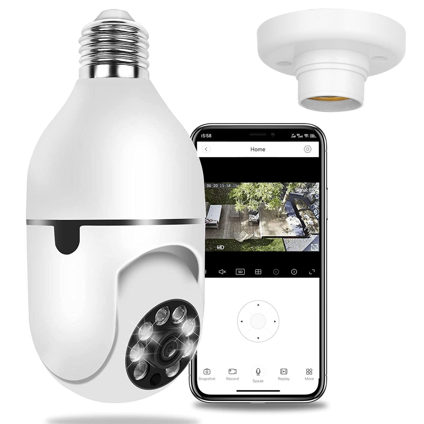 E27 WiFi Bulb Camera 1080P FHD WiFi IP Pan Tilt Security Surveillance Camera - Discount Msrp 