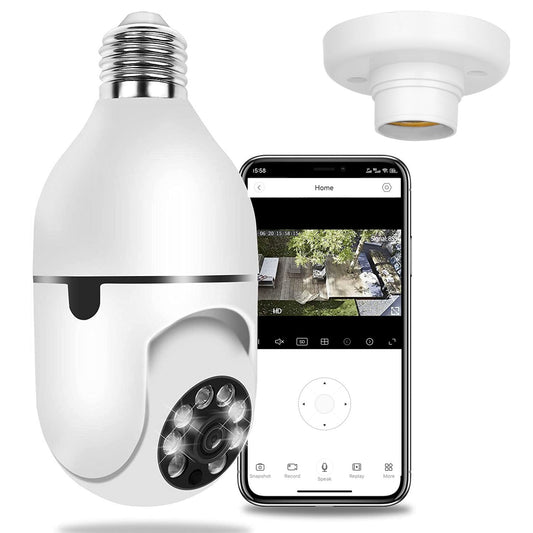 E27 WiFi Bulb Camera 1080P FHD WiFi IP Pan Tilt Security Surveillance Camera - Discount Msrp 