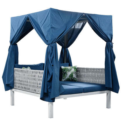 Outdoor Patio Sunbed with Curtains, High Comfort, Suitable for Multiple Scenarios - Discount Msrp 