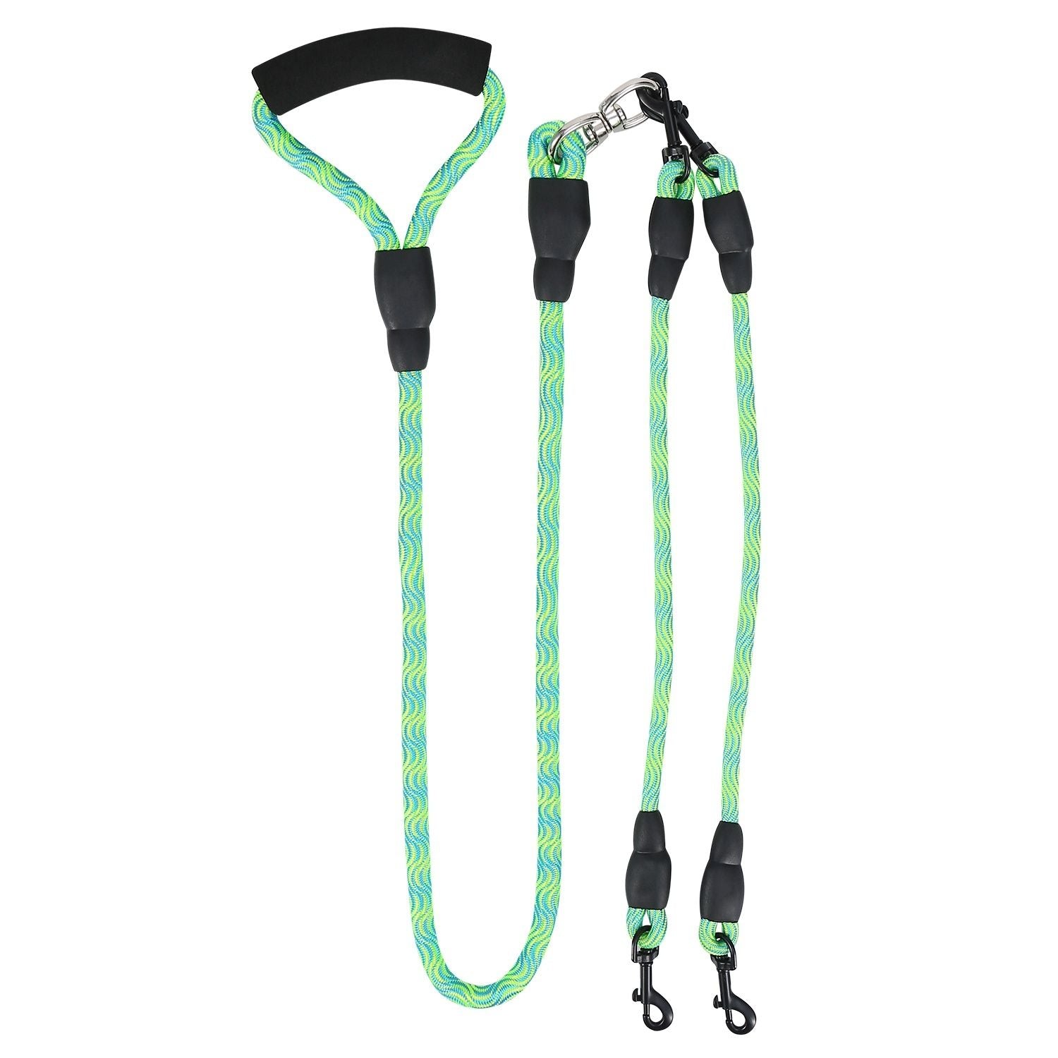 Double Dogs Leash No-Tangle Dogs Lead Reflective Dogs Walking Leash w/ Swivel Coupler Padded Handle - Discount Msrp 