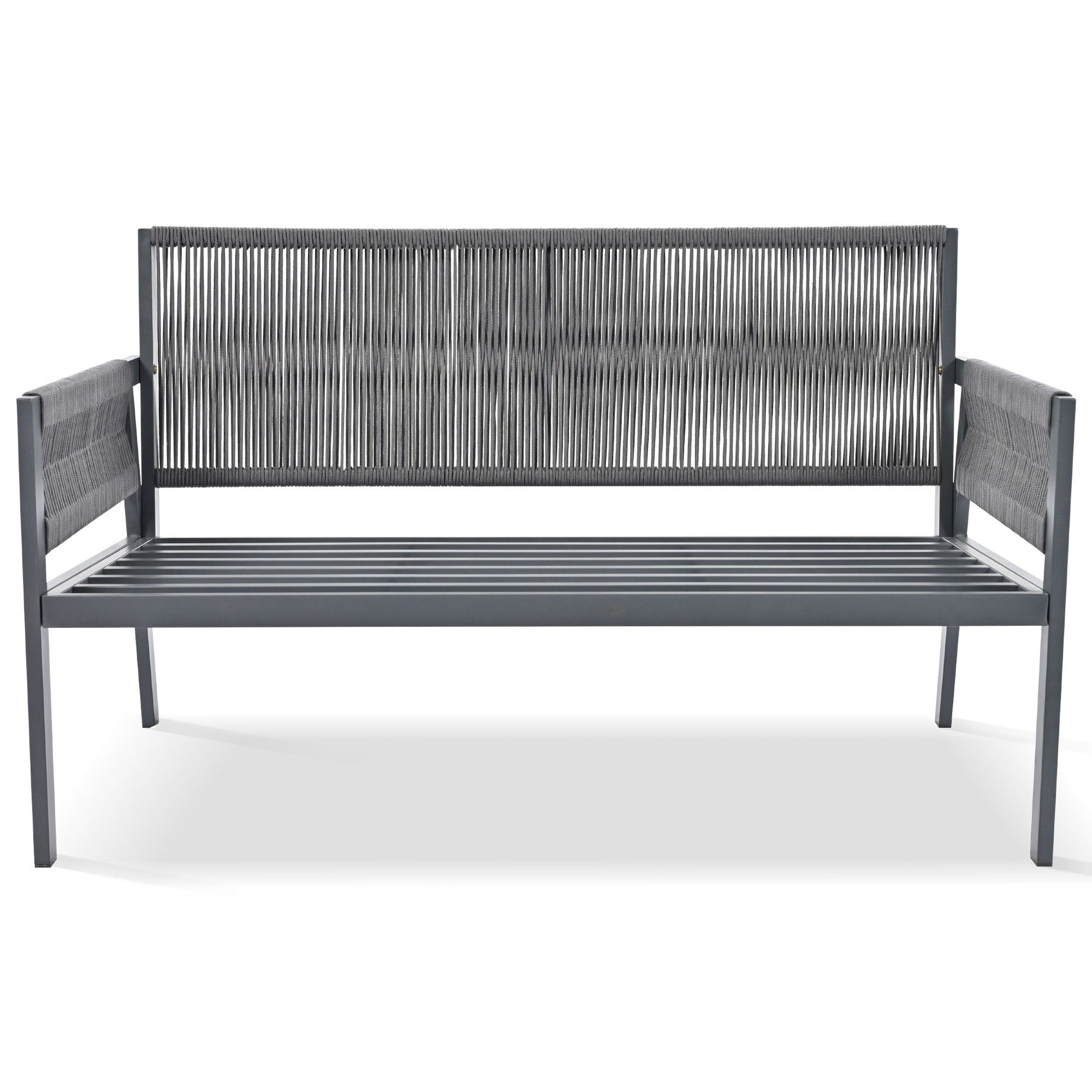 4-Piece Rope Patio Furniture Set, Outdoor Furniture with Tempered Glass Table, Patio Conversation Set Deep Seating with Thick Cushion for Backyard Porch Balcony - Discount Msrp 