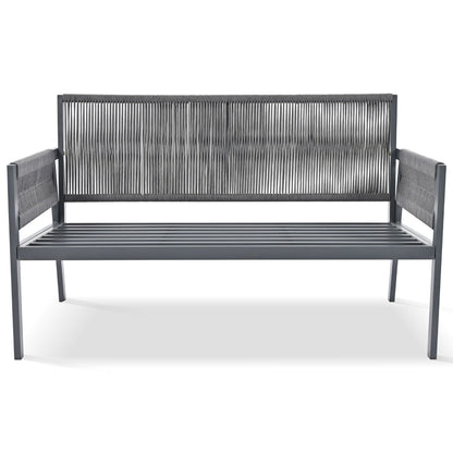 4-Piece Rope Patio Furniture Set, Outdoor Furniture with Tempered Glass Table, Patio Conversation Set Deep Seating with Thick Cushion for Backyard Porch Balcony - Discount Msrp 
