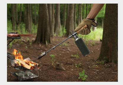 Outdoor camping extended flame-throwing gun stainless steel gun burning pig hair supplies camping straight handle handheld detachable igniter - Discount Msrp 