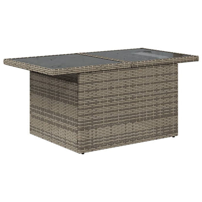 Garden Sofa Set Grey PE rattan, Powder-coated steel, Tempered glass - Discount Msrp 
