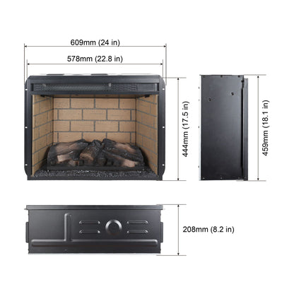 23 inch infrared quartz heater fireplace insert -woodlog version with brick - Discount Msrp 
