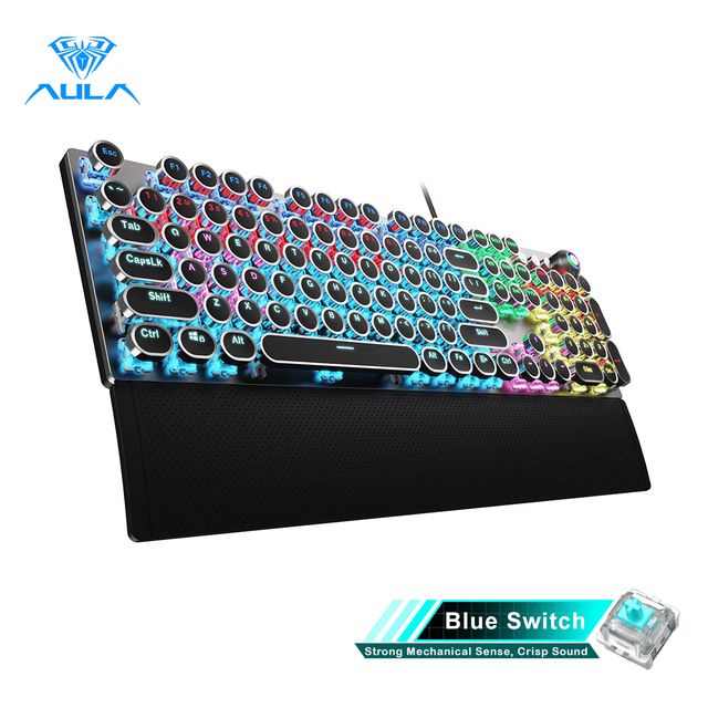 Gaming Mechanical Keyboard Retro Square Glowing Keycaps Backlit USB Wired 104 Anti-ghosting Gaming Keyboard for PC laptop - Discount Msrp 