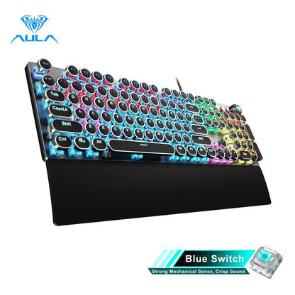Gaming Mechanical Keyboard Retro Square Glowing Keycaps Backlit USB Wired 104 Anti-ghosting Gaming Keyboard for PC laptop - Discount Msrp 