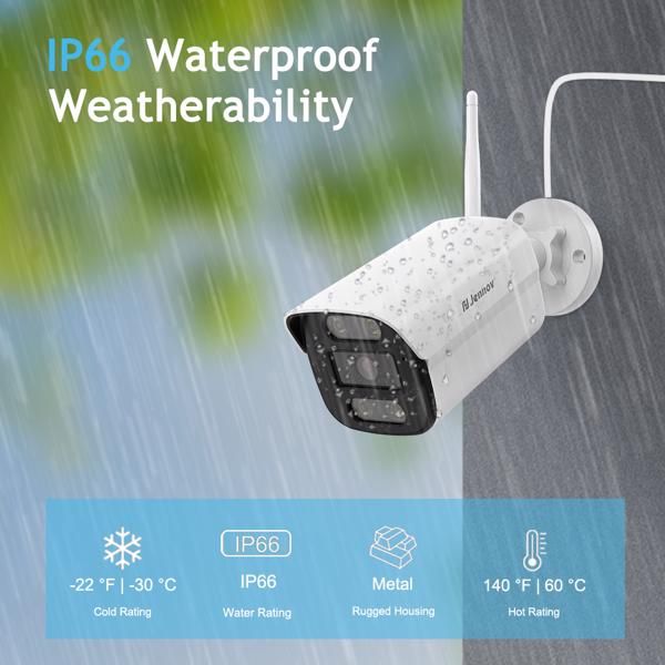 Jennov 5MP Wireless Security Camera System Outdoor IP66 IR WIFI Camera 1TB NVR - Discount Msrp 