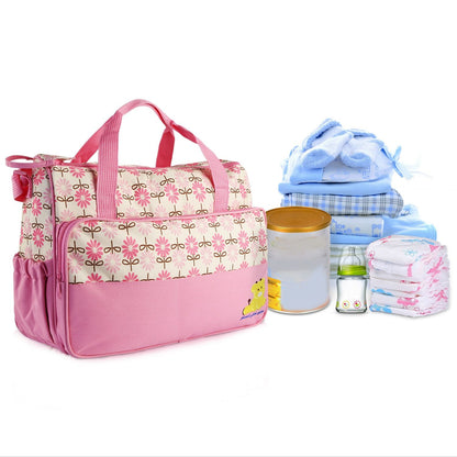 5PCS Baby Nappy Diaper Bags Set Mummy Diaper Shoulder Bags w/ Nappy Changing Pad Insulated Pockets Travel Tote Bags - Discount Msrp 