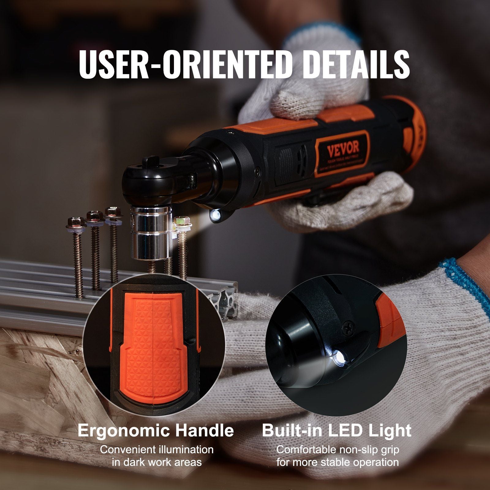 VEVOR 3/8" Cordless Electric Ratchet Wrench Set, 12V 33 Ft-lbs Power Ratchet Tool Kit, 45-Min Fast Charge, 2-Pack 2.0Ah Battery, Built-in LED Light, Variable Speed Trigger, 10 Sockets - Discount Msrp 