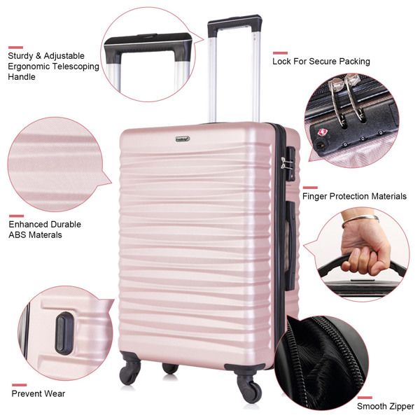 Hardshell Luggage Sets Suitcase ABS Lightweight with Spinner Wheels and TSA Lock Blue - Discount Msrp 