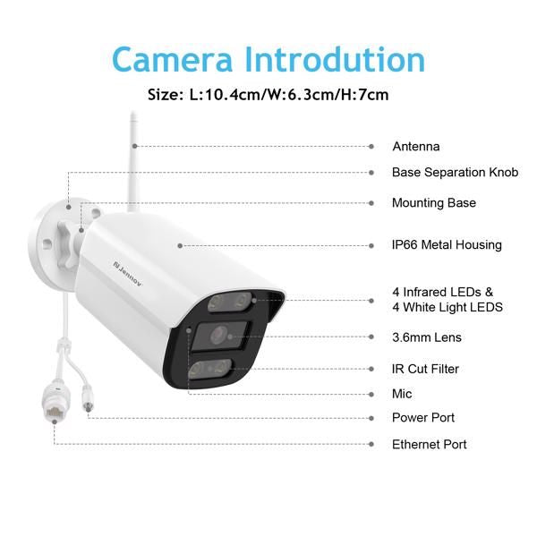 Jennov 5MP Wireless Security Camera System Outdoor IP66 IR WIFI Camera 1TB NVR - Discount Msrp 