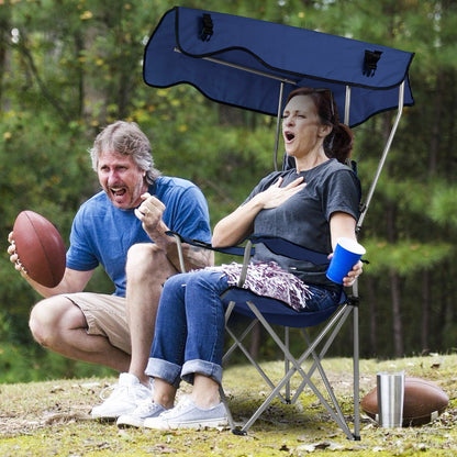 Foldable Beach Canopy Chair Sun Protection Camping Lawn Canopy Chair 330LBS Load Folding Seat - Discount Msrp 