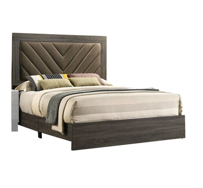 Contemporary 1pc Queen Size Bed Bedroom Furniture Upholstered Headboard Rubberwood 1pc Bedframe Gray Finish - Discount Msrp 