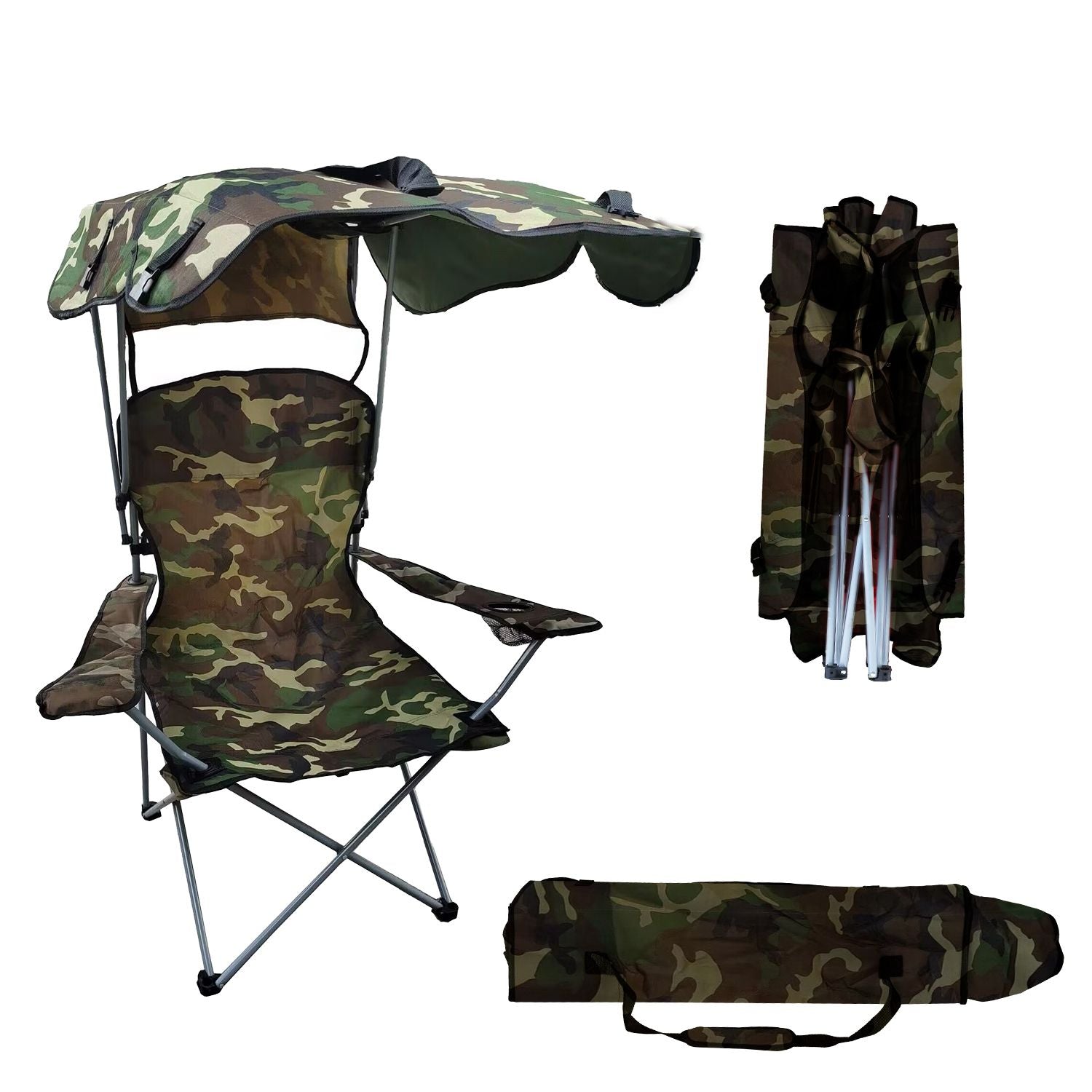 Foldable Beach Canopy Chair Sun Protection Camping Lawn Canopy Chair 330LBS Load Folding Seat - Discount Msrp 