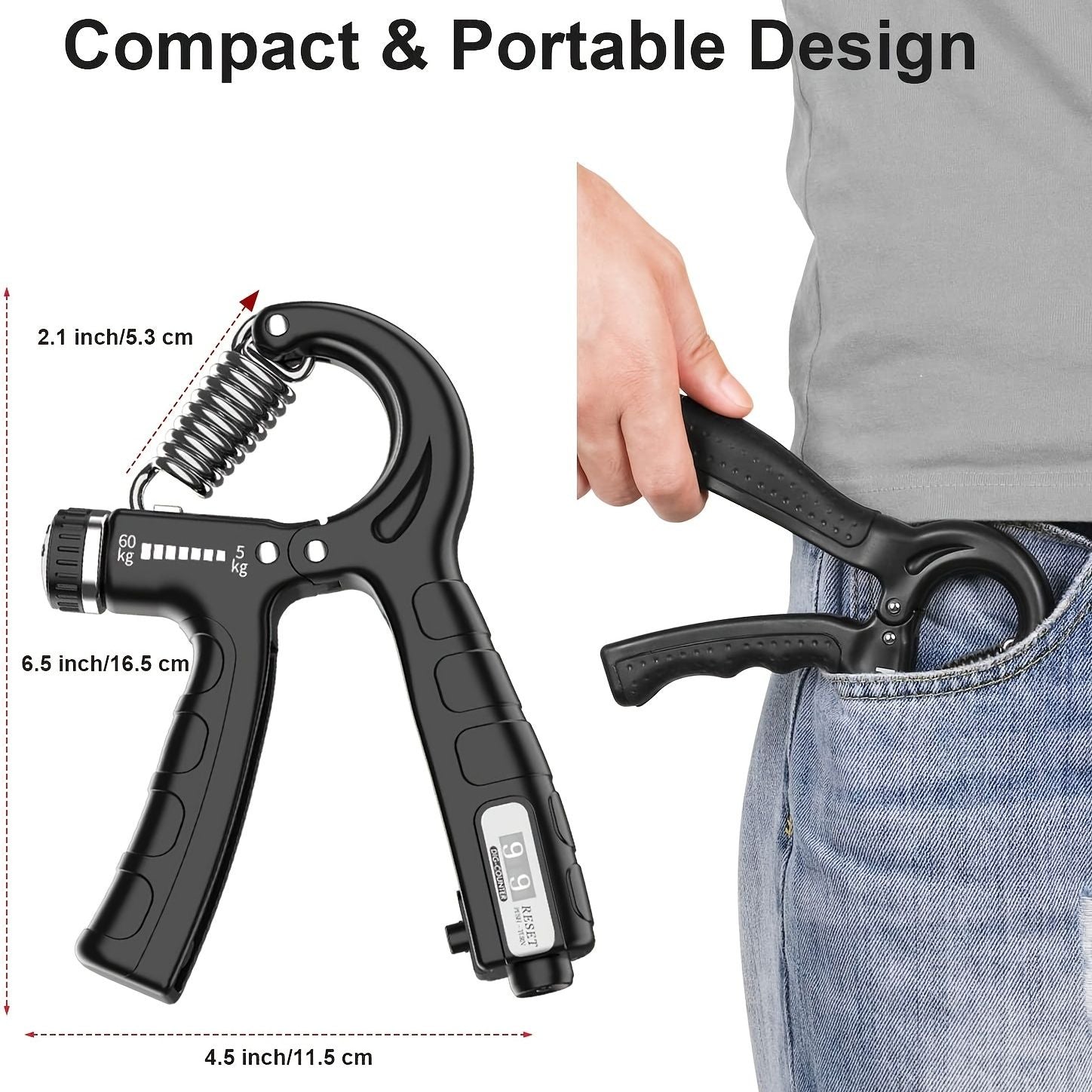 1pc Hand Grip Strength Trainer; Adjustable Resistance Non-Slip Gripper - Discount Msrp 