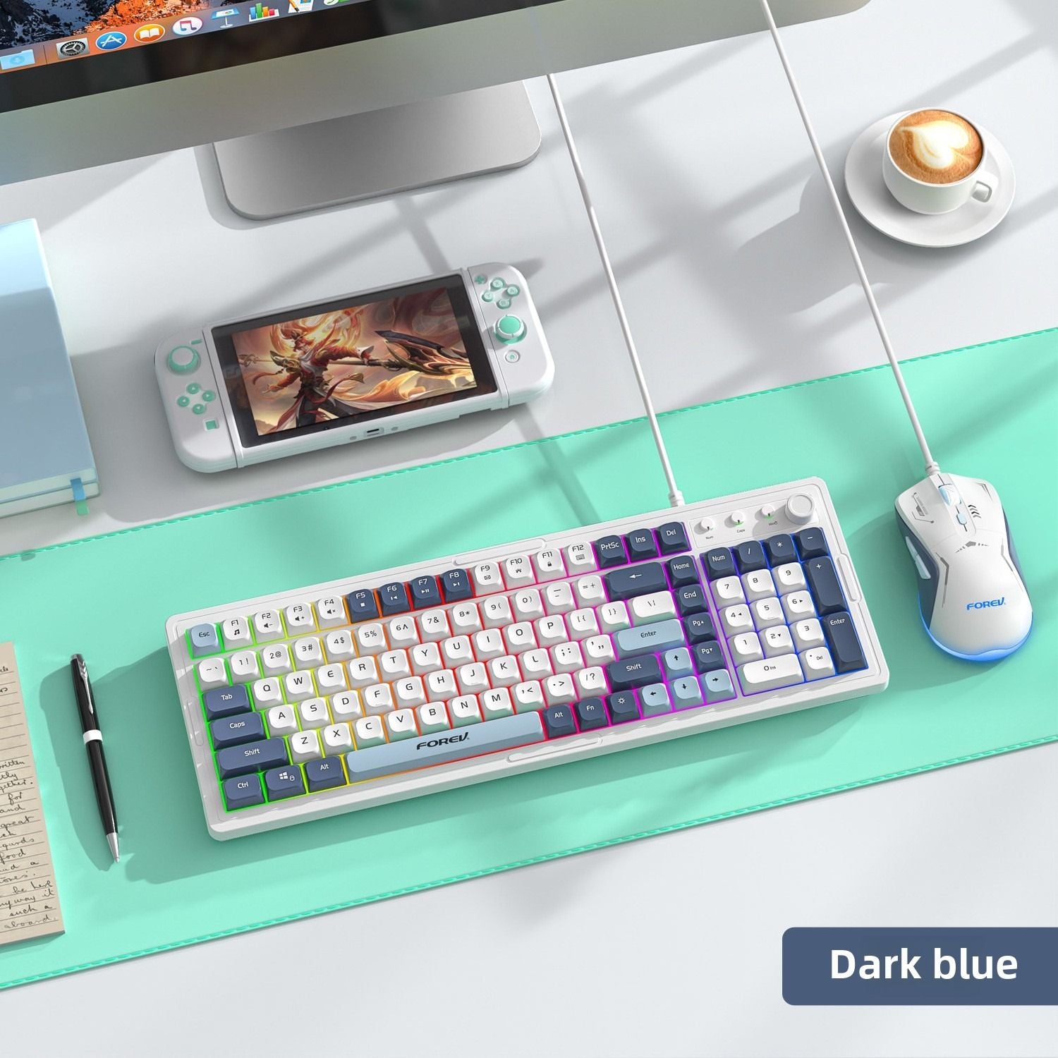 Wired luminous keyboard and mouse Q908 gaming mechanical feel game luminous suspended keyboard and mouse set - Discount Msrp 