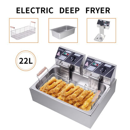 [Replace the old encoding 82308600]Eh83O 110V Oil Consumption 12.7Qt/12L Oil Pan Total Capacity 23.26Qt/22L Stainless Steel Large Single-Cylinder Electric Fryer 5000W Max - Discount Msrp 