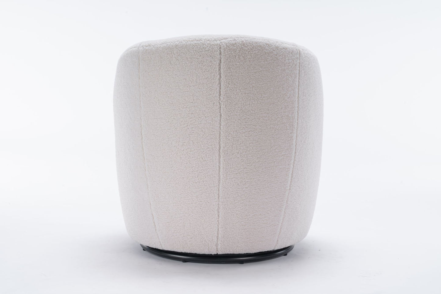 Teddy Fabric Swivel Accent Armchair Barrel Chair With Black Powder Coating Metal Ring,Ivory White - Discount Msrp 