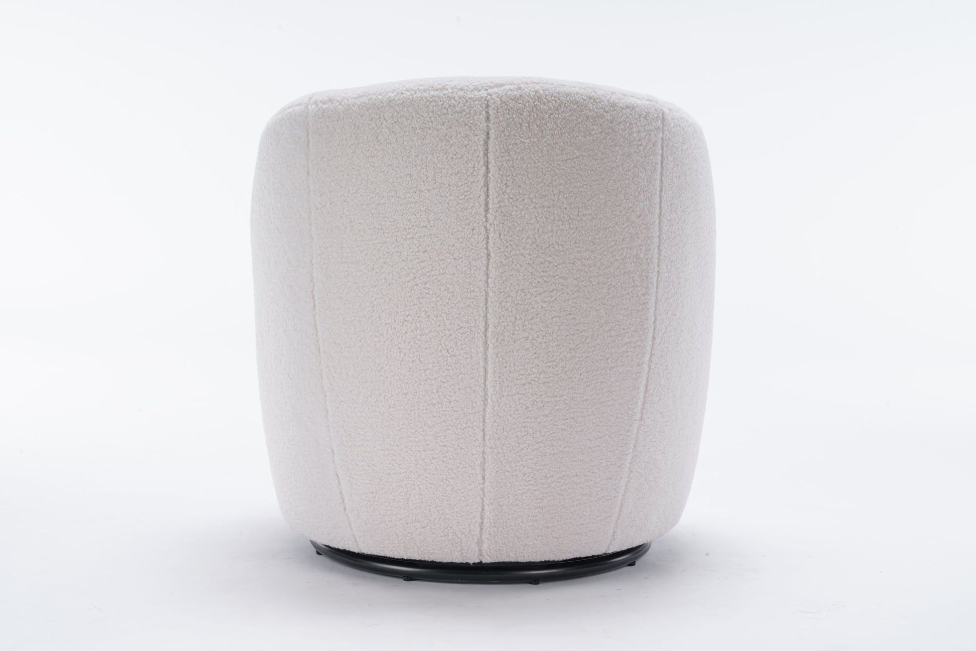 Teddy Fabric Swivel Accent Armchair Barrel Chair With Black Powder Coating Metal Ring,Ivory White - Discount Msrp 