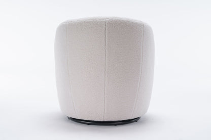 Teddy Fabric Swivel Accent Armchair Barrel Chair With Black Powder Coating Metal Ring,Ivory White - Discount Msrp 
