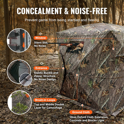 VEVOR Hunting Blind, 270° See Through Ground Blind, 2-3 Person Pop Up Deer Blind for Hunting with Carrying Bag, Portable Resilient Hunting Tent, One-Way See-Through Mesh for Turkey and Deer Hunting - Discount Msrp 