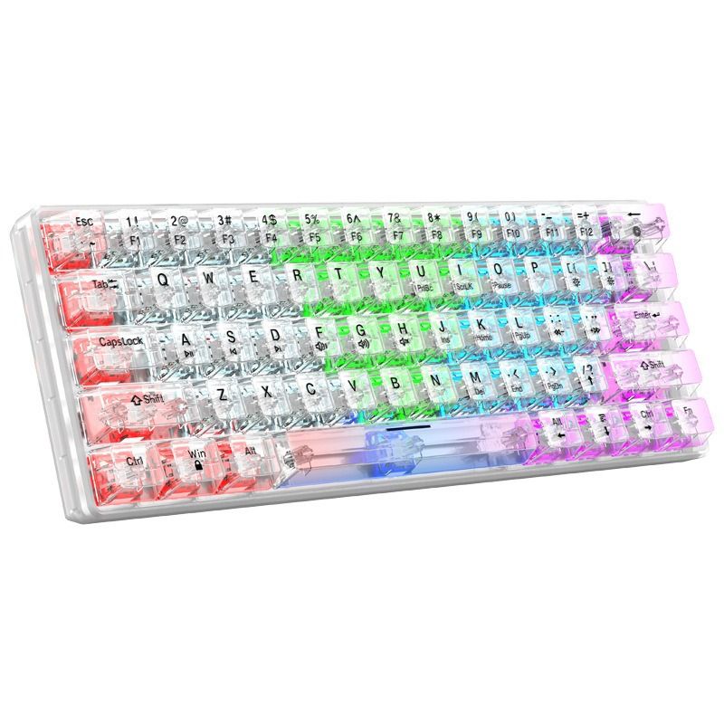 Wired Mechanical Keyboard Transparent Hot Swap Illuminated Office Gaming Gaming Mini Keyboard - Discount Msrp 
