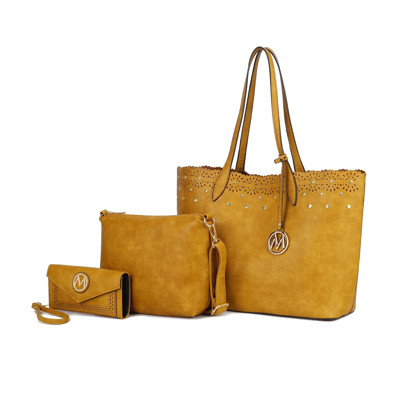 MKF Collection Mariahna 3 PCS Shopper Tote, Cross and Wallet Handbag by Mia K - Discount Msrp 