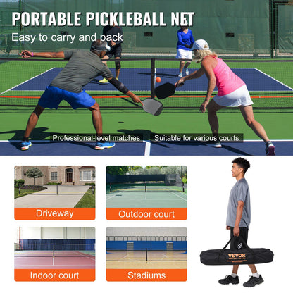 VEVOR Pickleball Net Set, 22FT Regulation Size Portable Pickleball System with Carrying Bag, Balls, and Wheels, Weather Resistant Steady Metal Frame & Strong PE Net, for Outdoor Backyard Driveway - Discount Msrp 