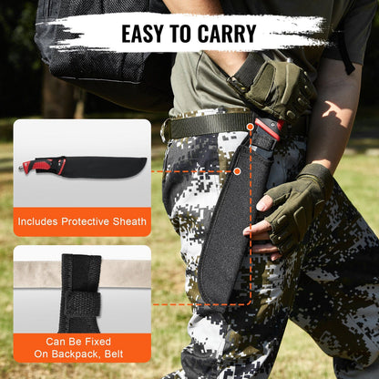 Camping Hatchet Machete Knife Set Sheath Hunting Knife Flashlight Paracord - Discount Msrp 