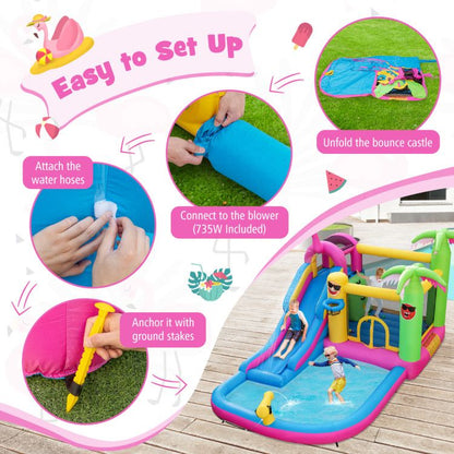 Inflatable Bounce Castle with Long Water Slide and 735W Blower - Discount Msrp 
