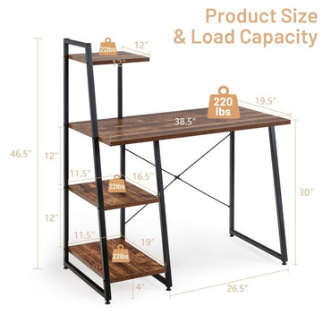 Compact Computer Desk Workstation with 4 Tier Shelves for Home and Office - Discount Msrp 