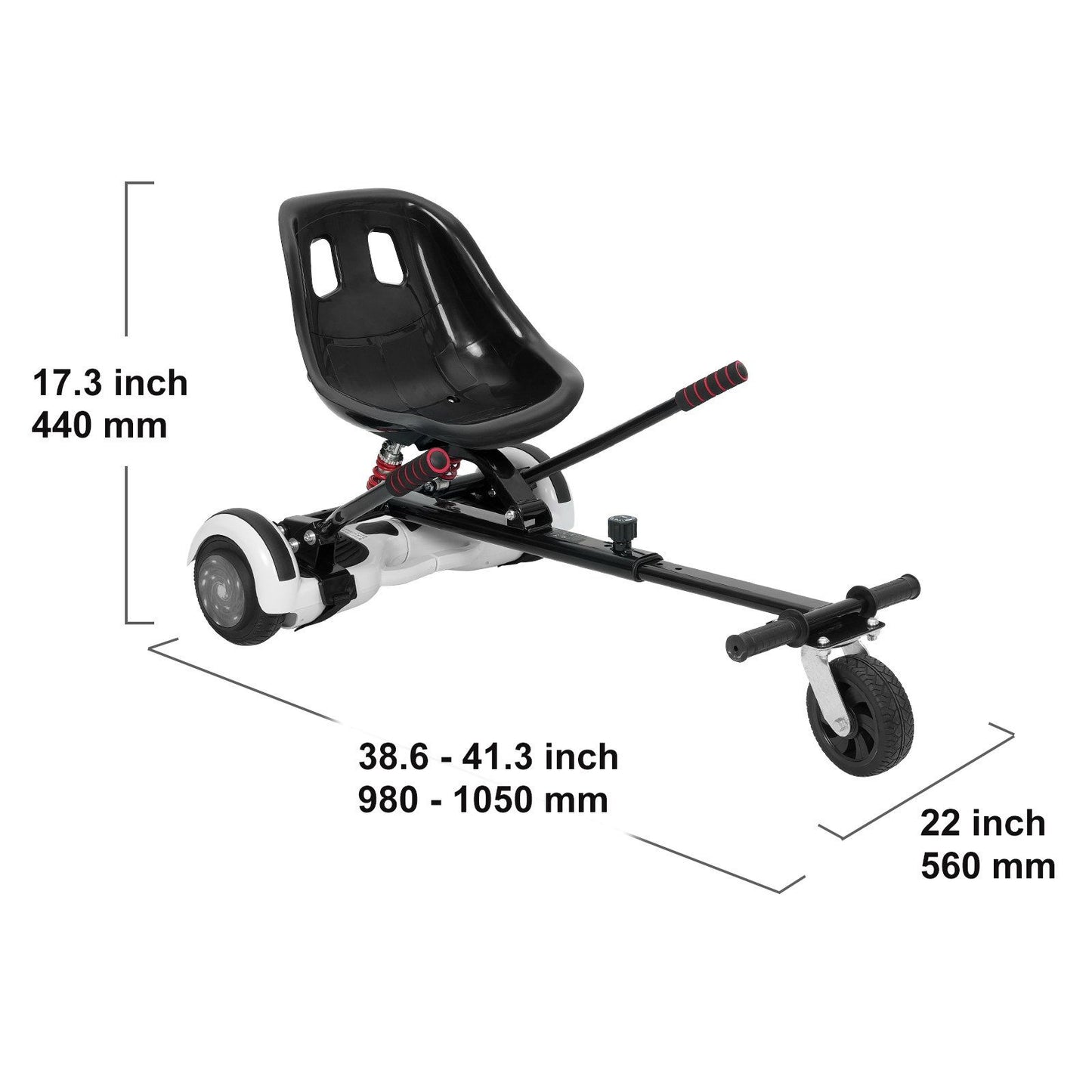 VEVOR Hoverboard Seat Attachment, for 6.5" 8" 8.5" 10" Hoverboards, Dual Shock Absorption System, Grips Control, Adjustable Length 270 LBS load Capacity, Hover Board Buggy Attachment, for Kids Adults - Discount Msrp 