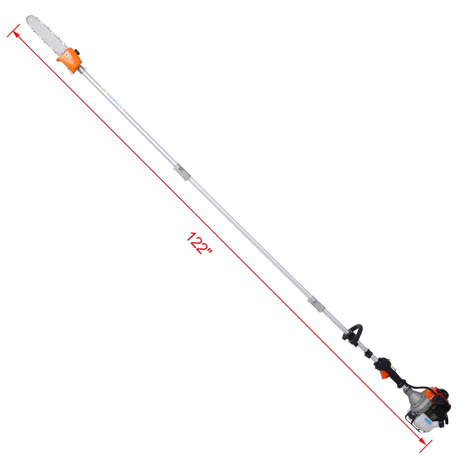 5 in 1 Multi-Functional Trimming Tool, 56CC 2-Cycle Garden Tool System with Gas Pole Saw, Hedge Trimmer, Grass Trimmer, and Brush Cutter EPA Compliant - Discount Msrp 