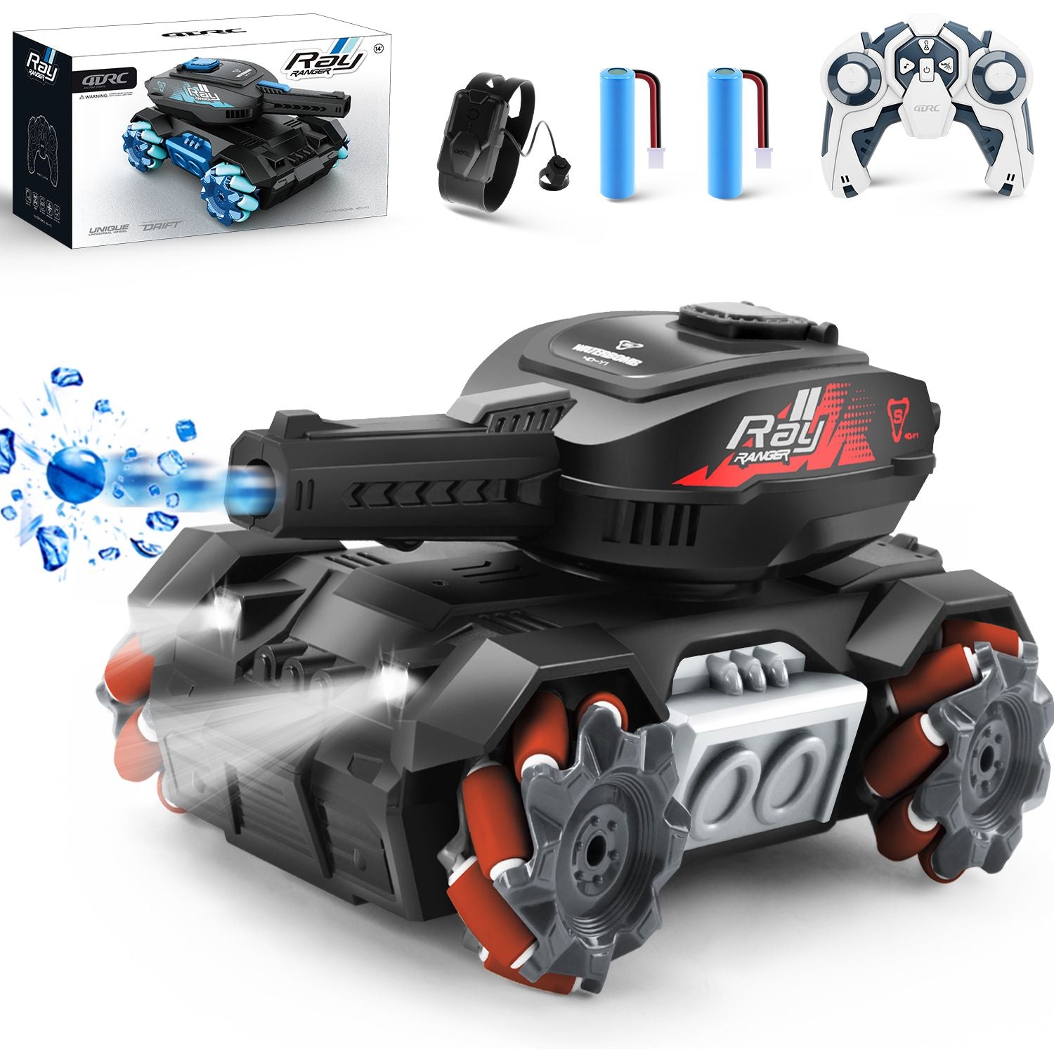 4DRC Y1 RC Crawler Scale Water Bullet Shooting Remote Control Cars,Kids 4WD Battle Stunt Car,All Terrain RC Truck with 360°Rotating,Toy Gift for Boys Girls Kids,Blue - Discount Msrp 