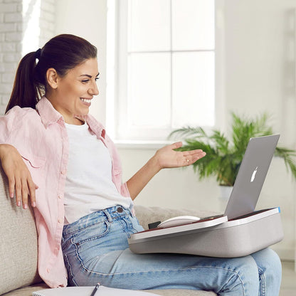 Lap Desk with Cushion, Tablet Holder and Detachable Mouse Tray, Fits Up to 16.1 Inches Laptops, Lap Desk for Bed Couch Sofa and Table - Discount Msrp 