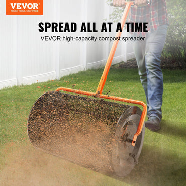 VEVOR Compost Spreader Peat Moss Spreader 24 inch Wide 24.4-26.4" Height Adjustable Lawn & Garden Spreaders Compost; Top Soil; Mulch - Durable Lightweight Multi-Purpose Yard Care Equipment - Discount Msrp 