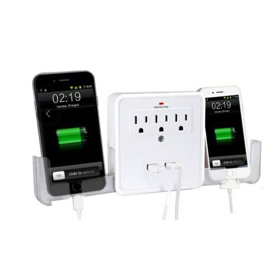 NEW! Classic Combo Wall Adapter W/3 AC Outlets W/Surge Protection And Dual USB Ports To Charge Your Gadgets - Discount Msrp 